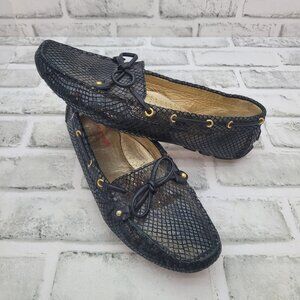 Marc Joseph Cypress Hill Driving Loafers Black Embossed Snakeskin Size 6.5